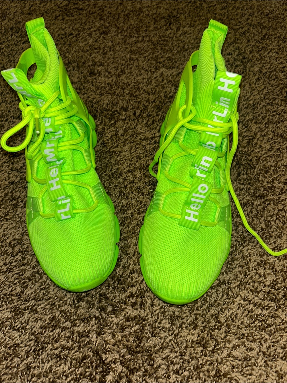Kids Neon Green High-Top Athletic Shoes